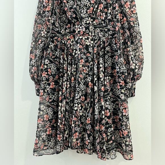 Tommy Hilfiger Floral Long Sleeve V-Neck Faux Wrap Chiffon Dress 14 - Picture 4 of 11
